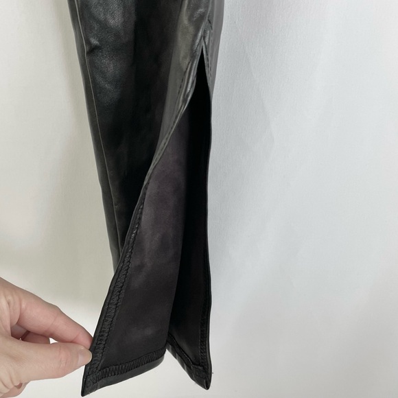PrettyLittleThing Black Faux Leather Side Split Hem High Rise Pants Size 6 - Picture 9 of 16